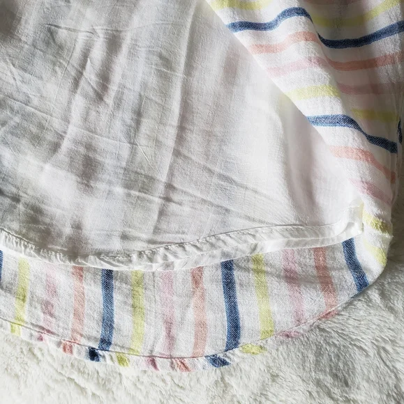 Splendid Linen Blend Button Front Midi Dress in Picnic Stripe - Picture 13 of 16